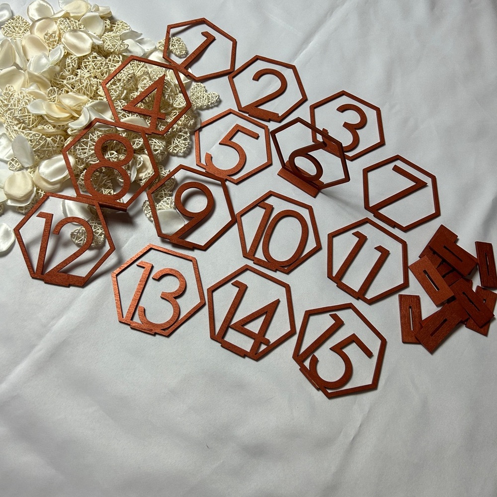 Rose Gold Wooden Table Numbers Set